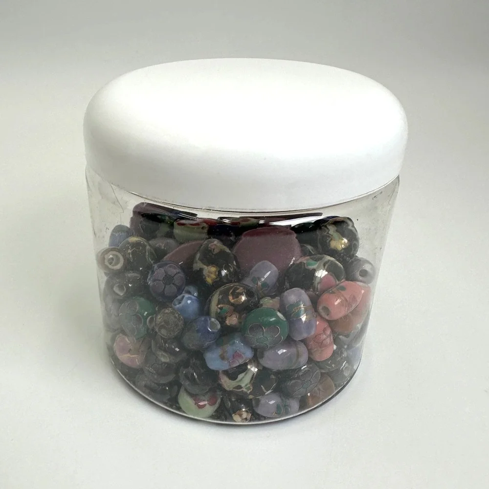 Cloisonne Style Ceramic Beads Multi Floral Vintage Style Lot